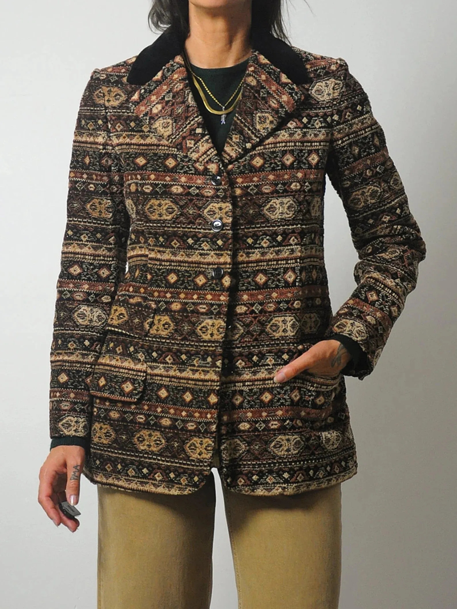 1970s Anne Klein Tapestry Blazer