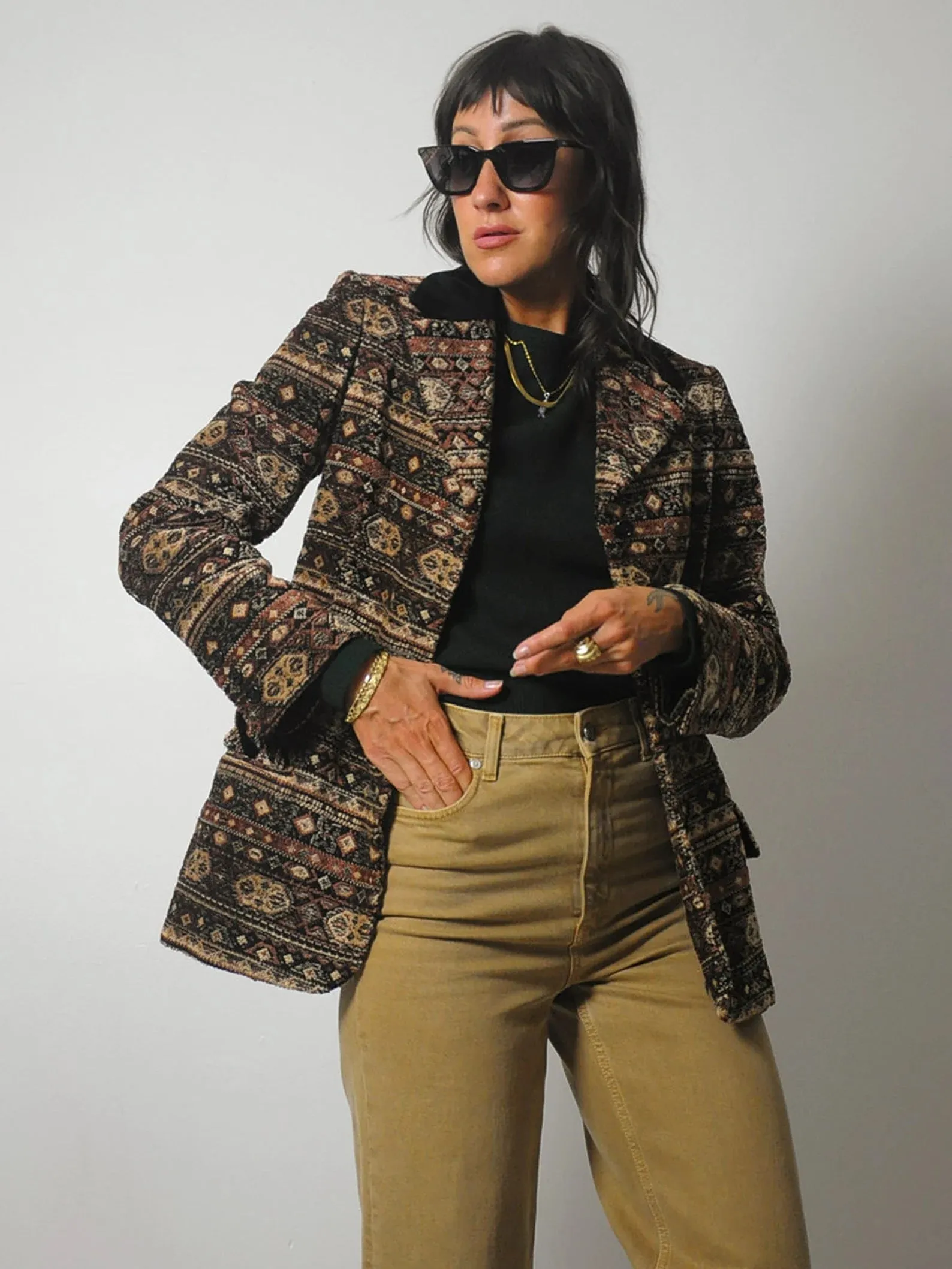 1970s Anne Klein Tapestry Blazer
