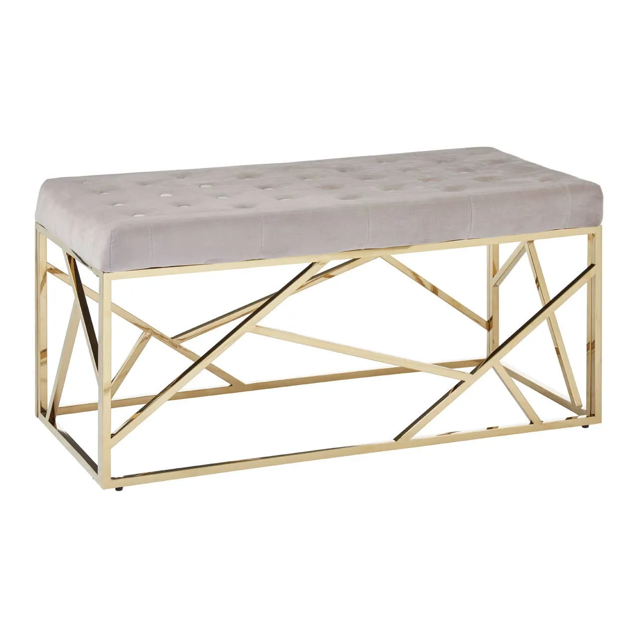 Allure Mink Velvet / Gold Finish Frame Bench