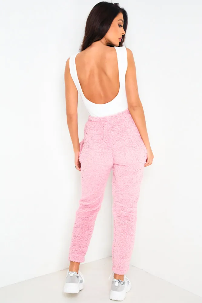 Athena Pink Teddy Fur Joggers