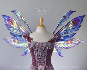 Aynia Painted Iridescent Fairy Wings in Blues, Blacks and Reds