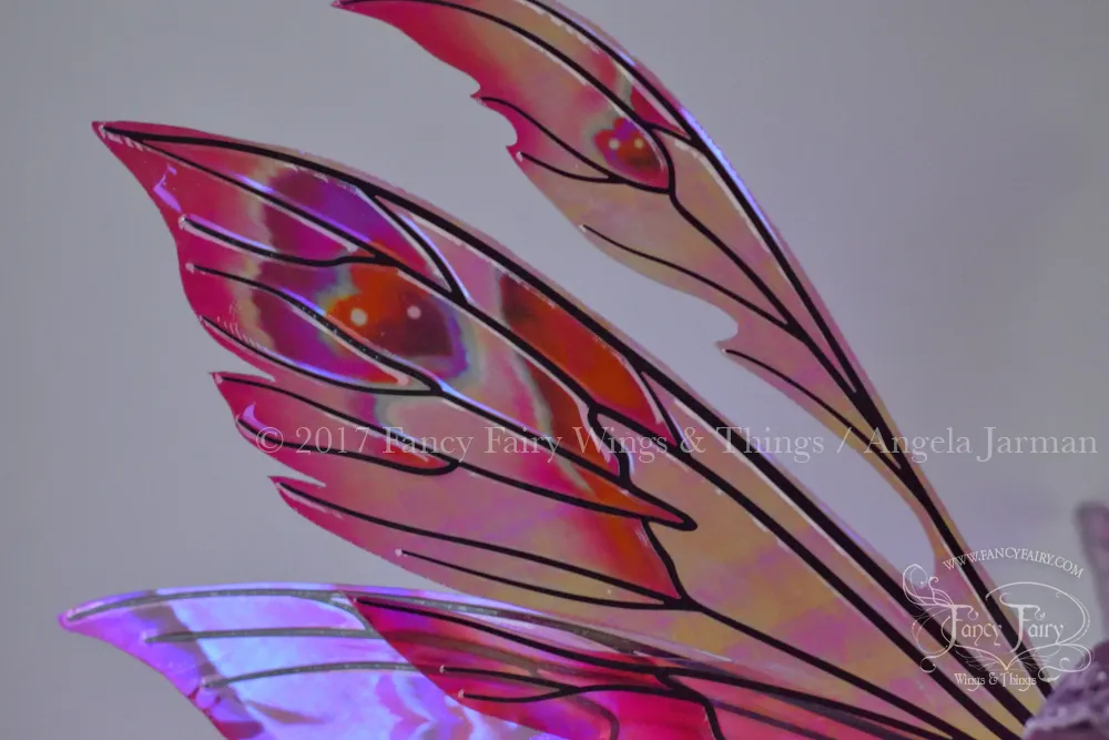 Aynia Painted Iridescent Fairy Wings in Valentine Hearts Theme