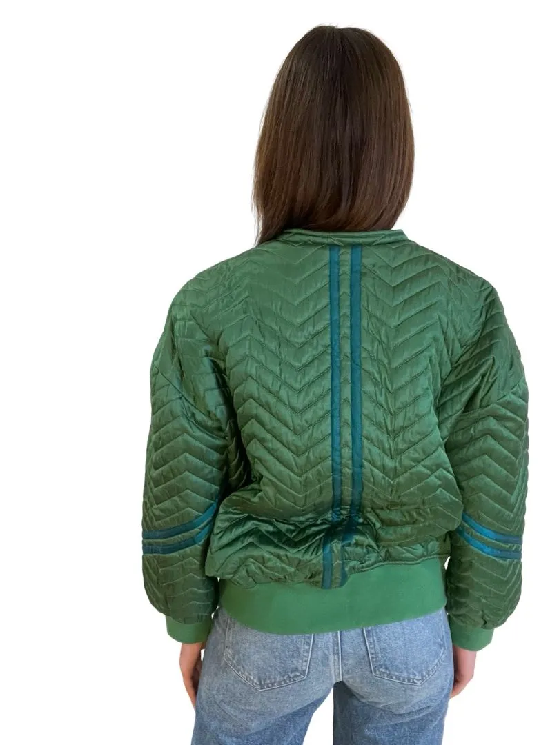 ba&sh Green Quilted Bomber Jacket. Size: 38