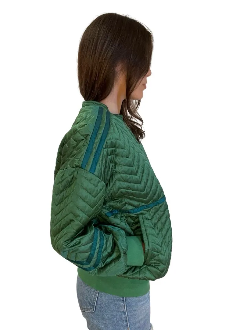 ba&sh Green Quilted Bomber Jacket. Size: 38