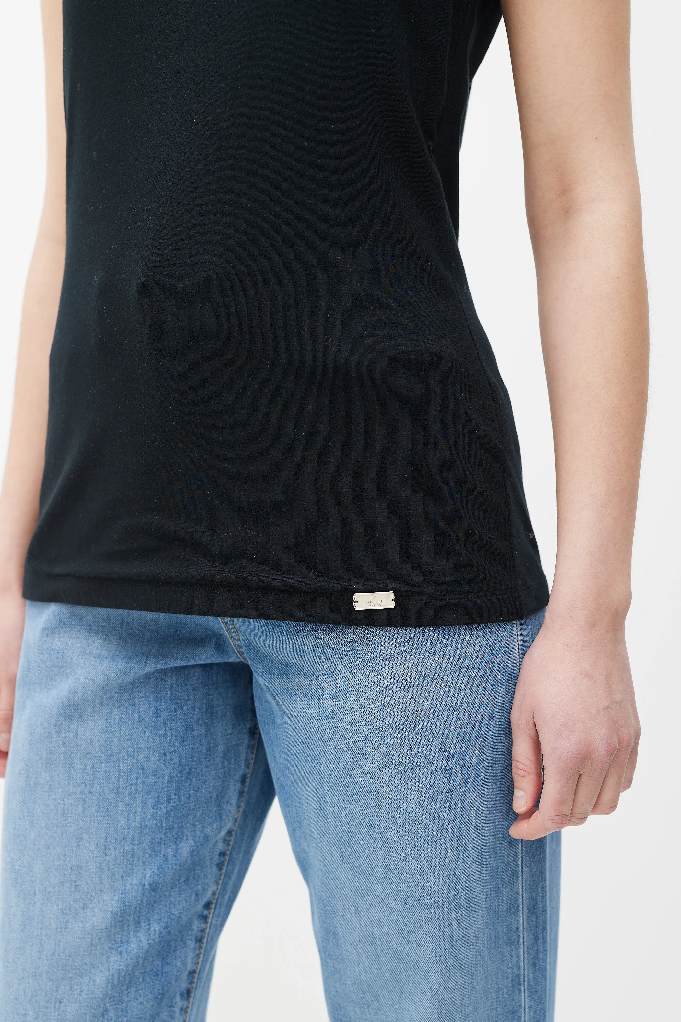 Black Boatneck Stripe Detail Tank Top