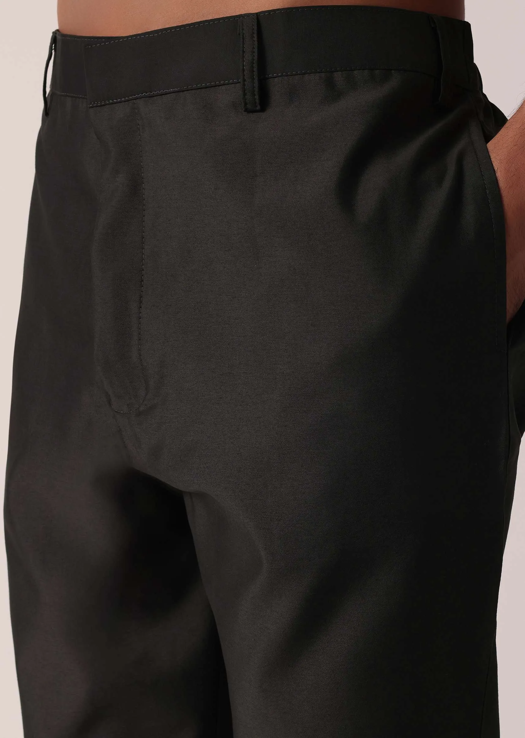 Black Festive Jacket Kurta Set For Men