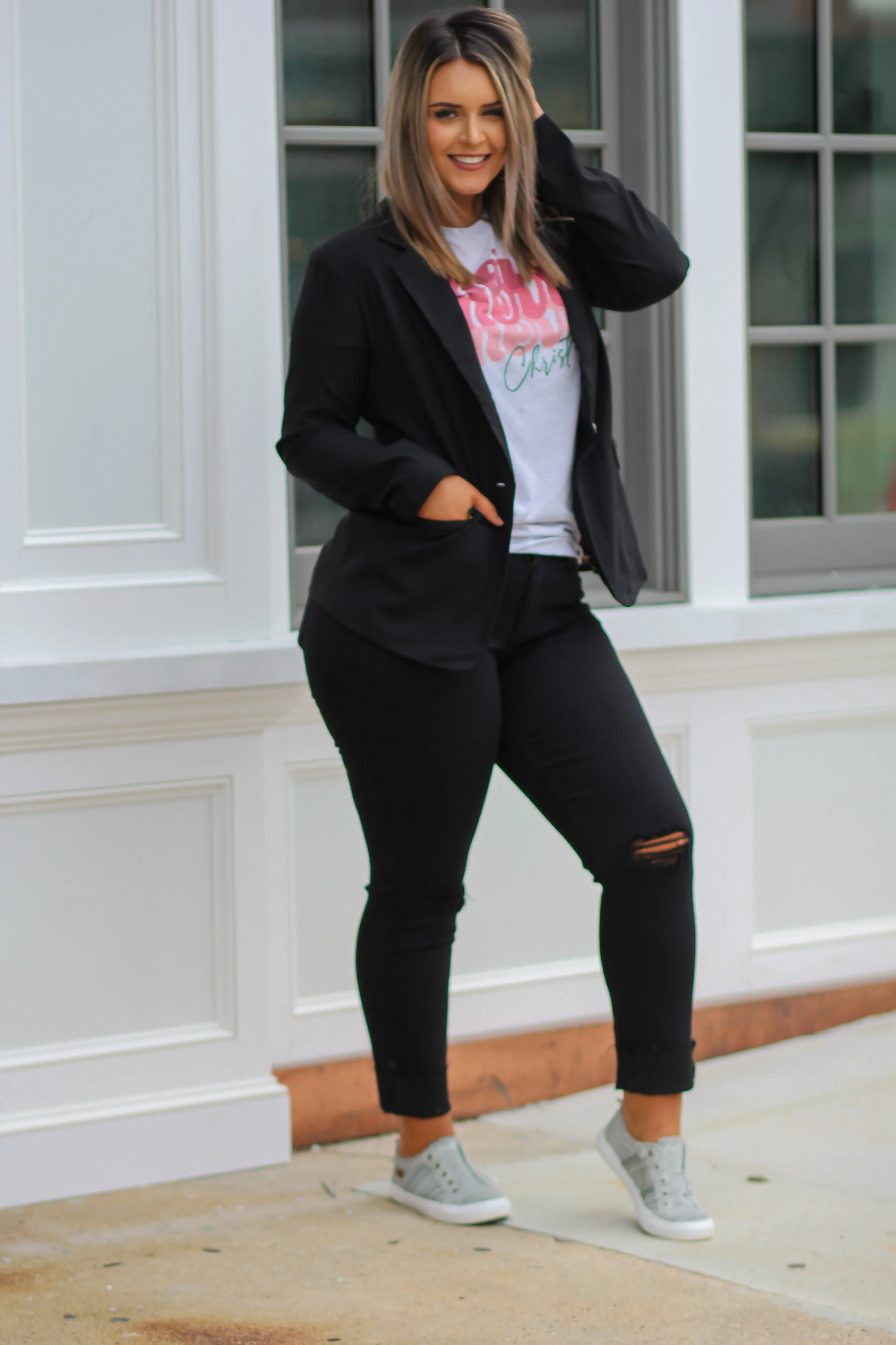 Black Leopard Lined Blazer