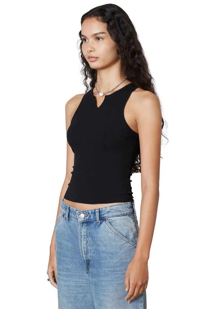 Black Vintage Notched Tank