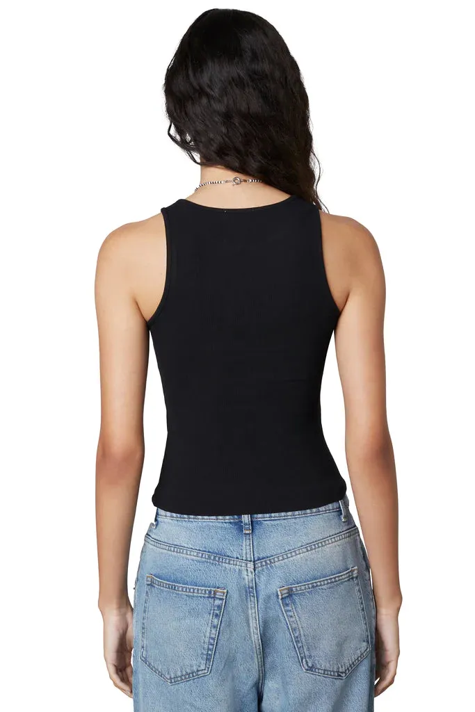 Black Vintage Notched Tank