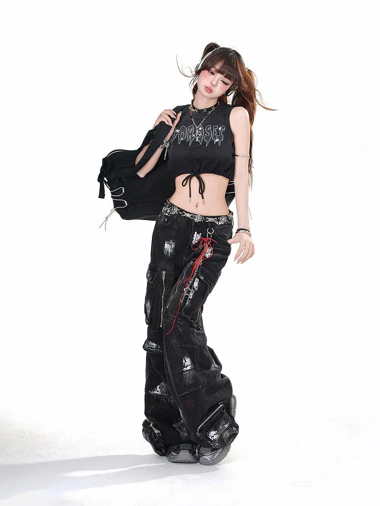 Black Letter Glamorous Cropped Tank Top