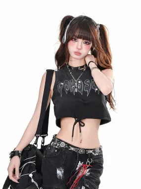 Black Letter Glamorous Cropped Tank Top