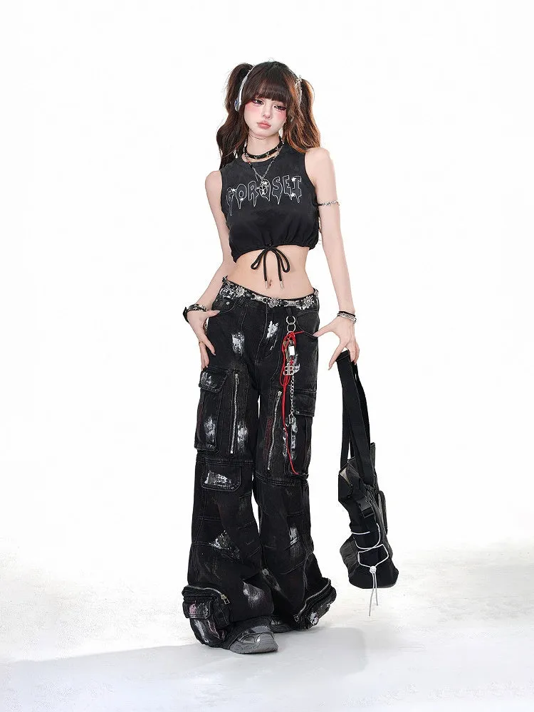 Black Letter Glamorous Cropped Tank Top