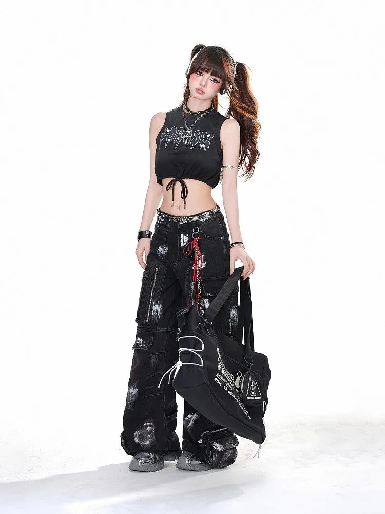Black Letter Glamorous Cropped Tank Top
