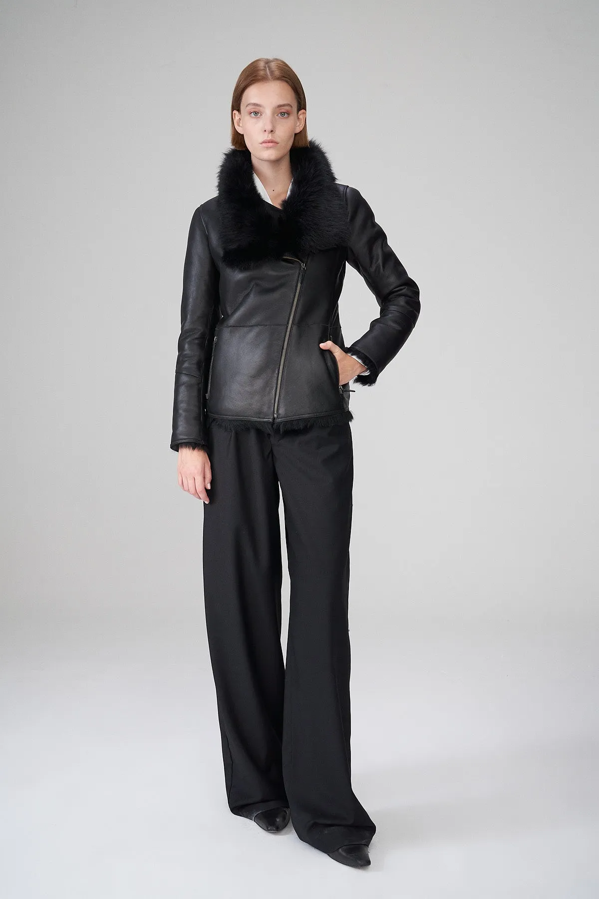 Cyrine - Black Shearling Jacket