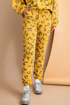 EB40460 Animal Print Joggers-Mustard