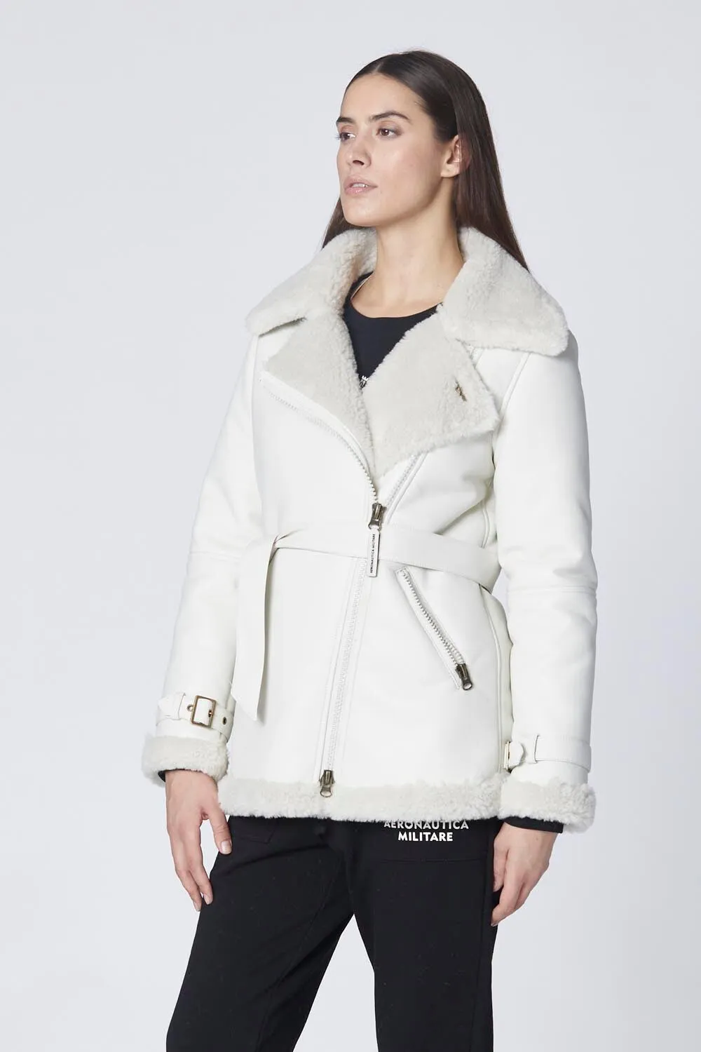 Eco-friendly biker jacket with belt