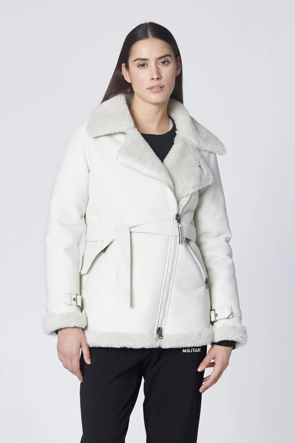 Eco-friendly biker jacket with belt