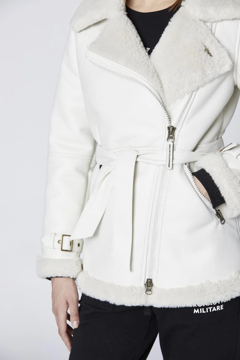 Eco-friendly biker jacket with belt