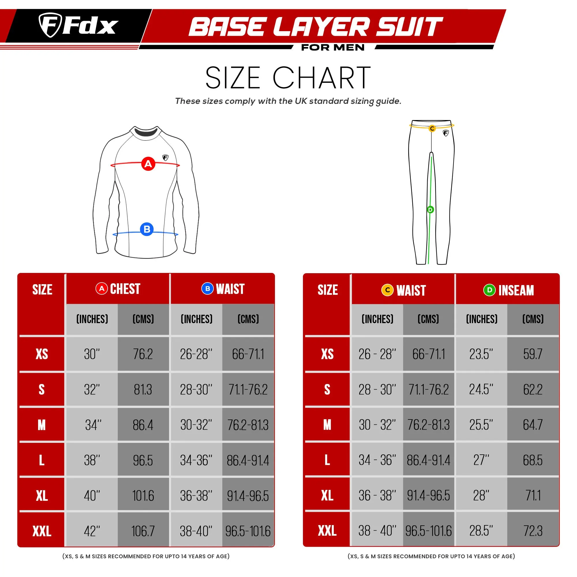 Fdx Men's & Boy's Set Blitz Red Skin Fit Top & Compression Leggings