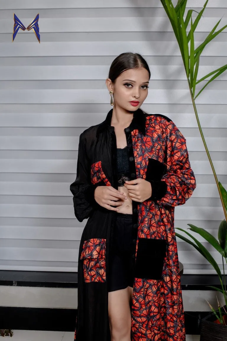 Half & Half Butterfly Print Jacket