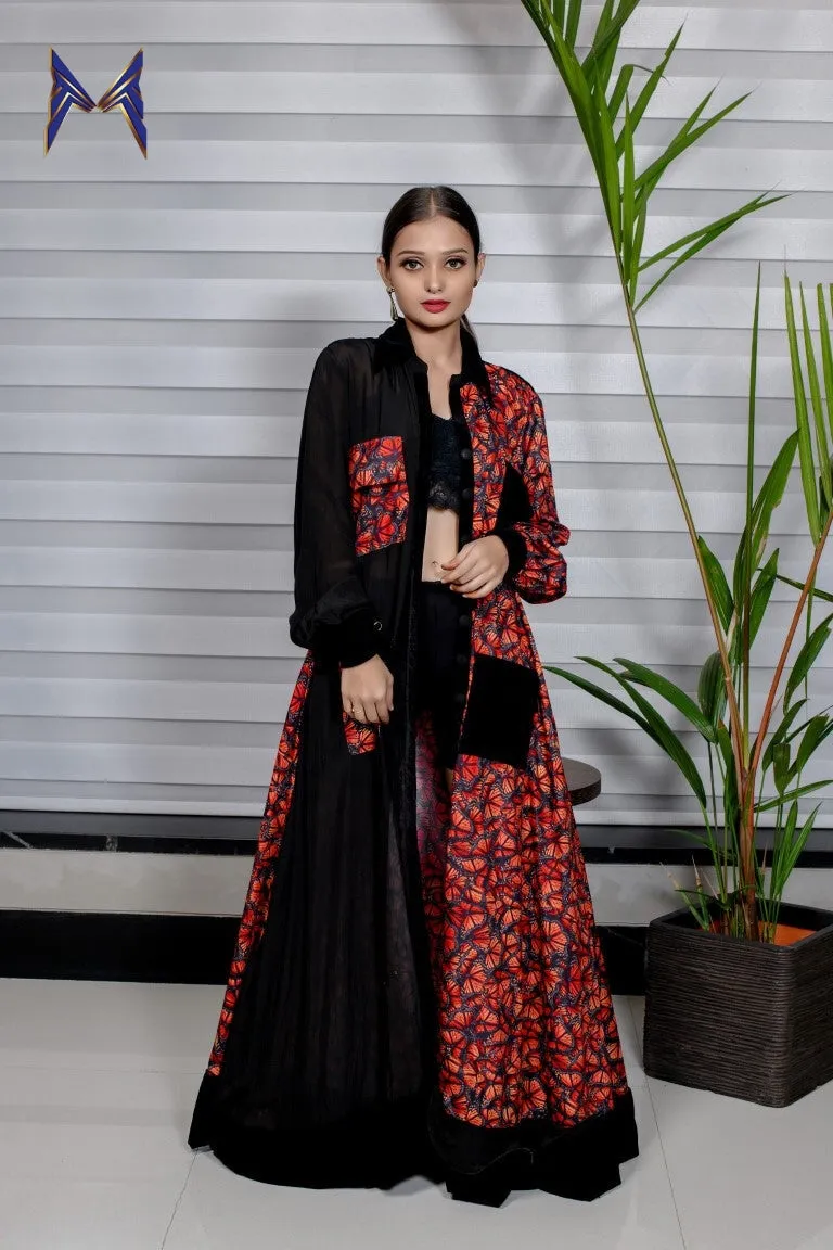 Half & Half Butterfly Print Jacket