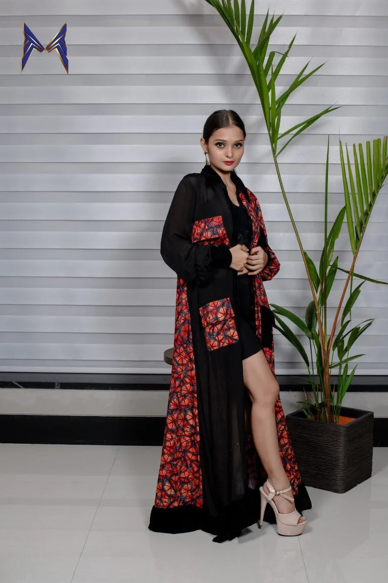 Half & Half Butterfly Print Jacket