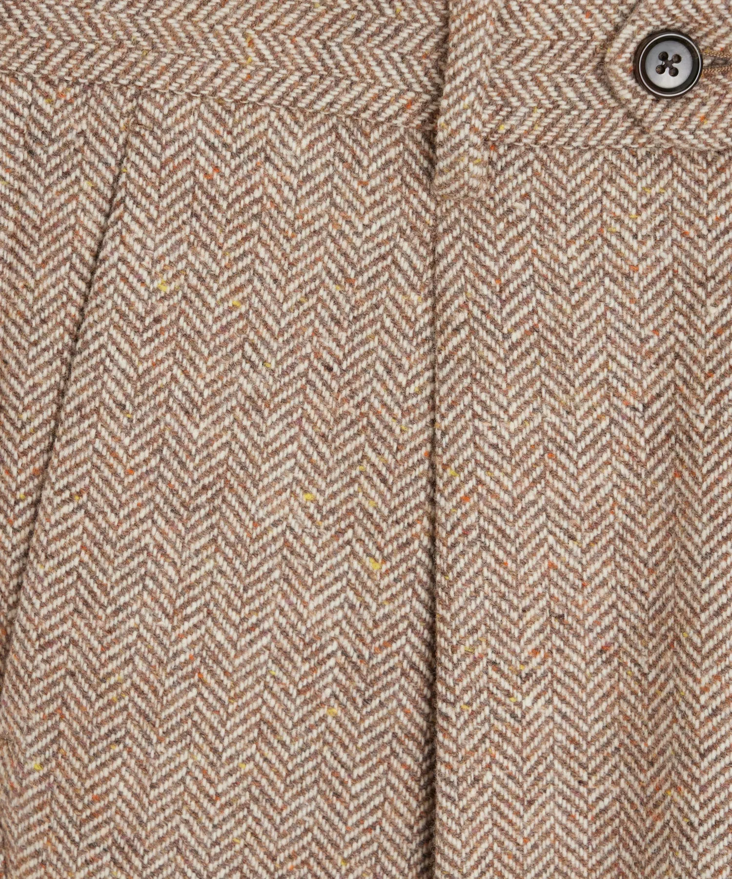 Italian Donegal Madison Trouser in Tan Herringbone