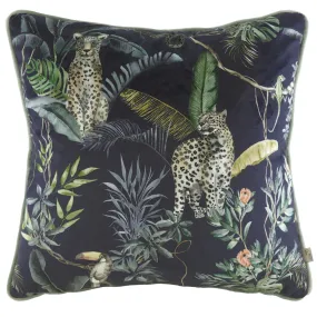 Jungle Leopards Cushion Petrol