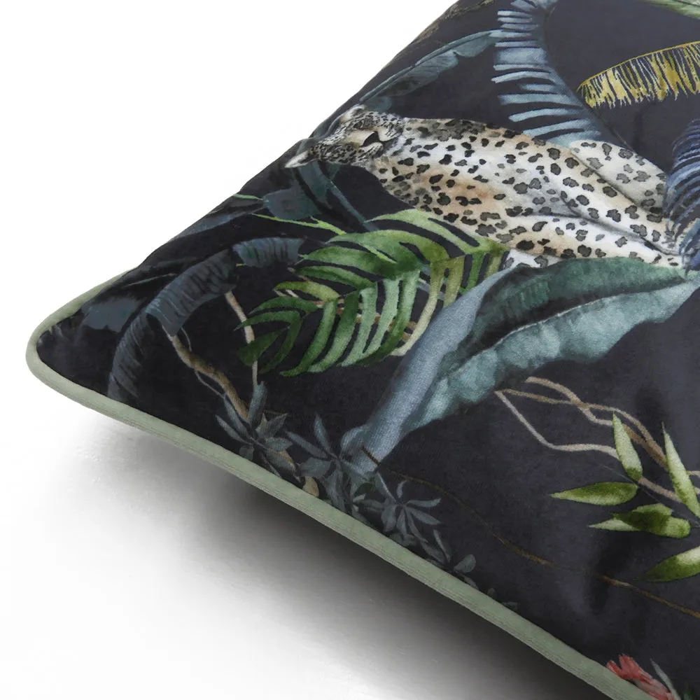 Jungle Leopards Cushion Petrol
