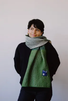 knit scarf - ghede - green stripes