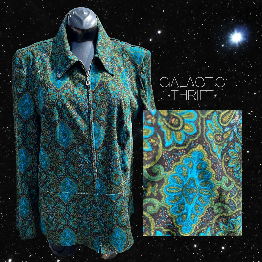 L Green Paisley Velvet Jacket