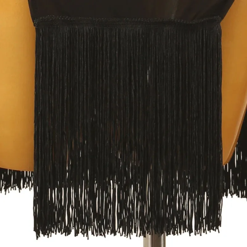 Latin Dance Dress with Fringe and Leopard Print Detail Pra 1461