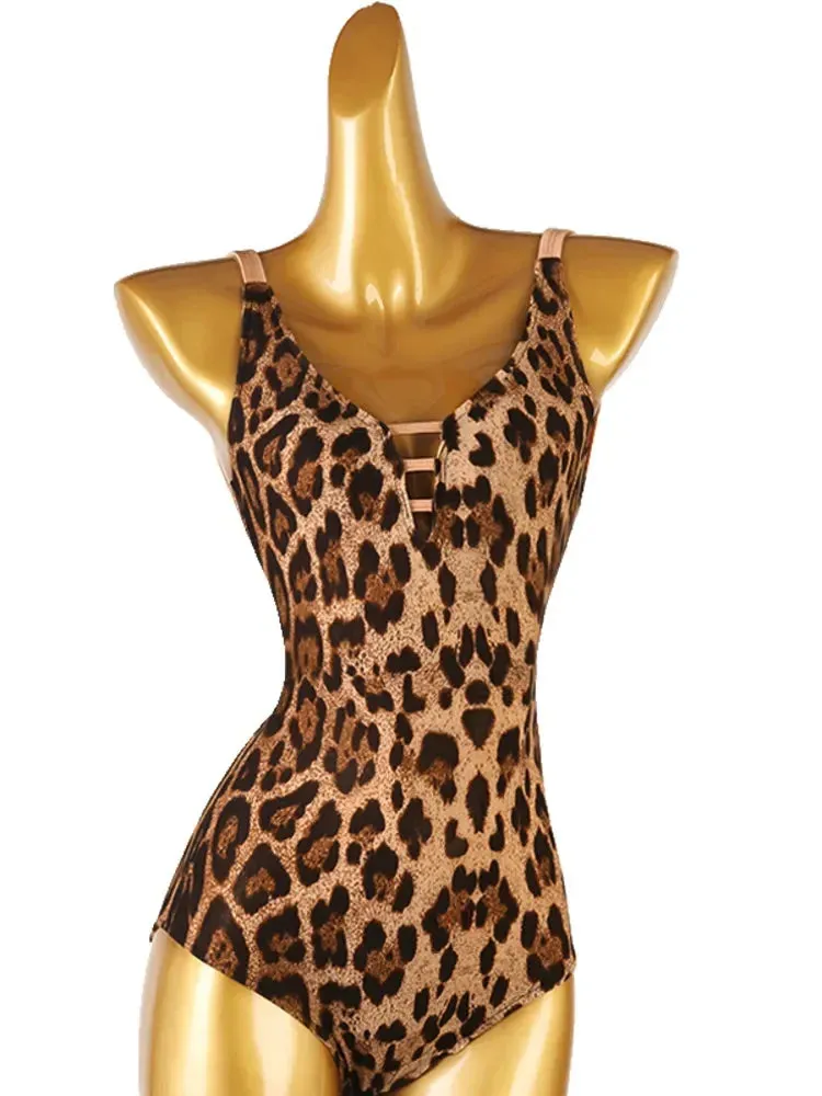Leopard Print Bodysuit for Women Sleeveless Pra 1450
