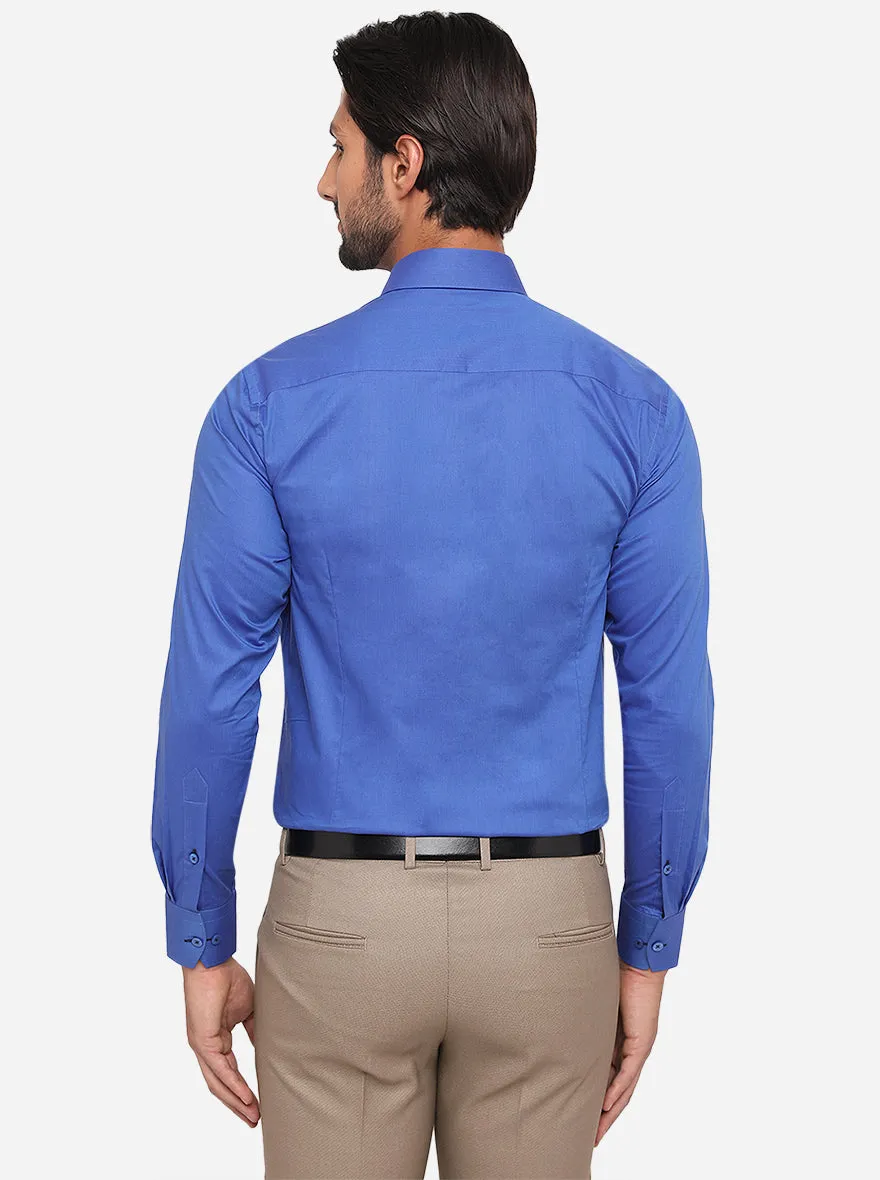 Light Blue Solid Slim Fit Formal Shirt | Metal