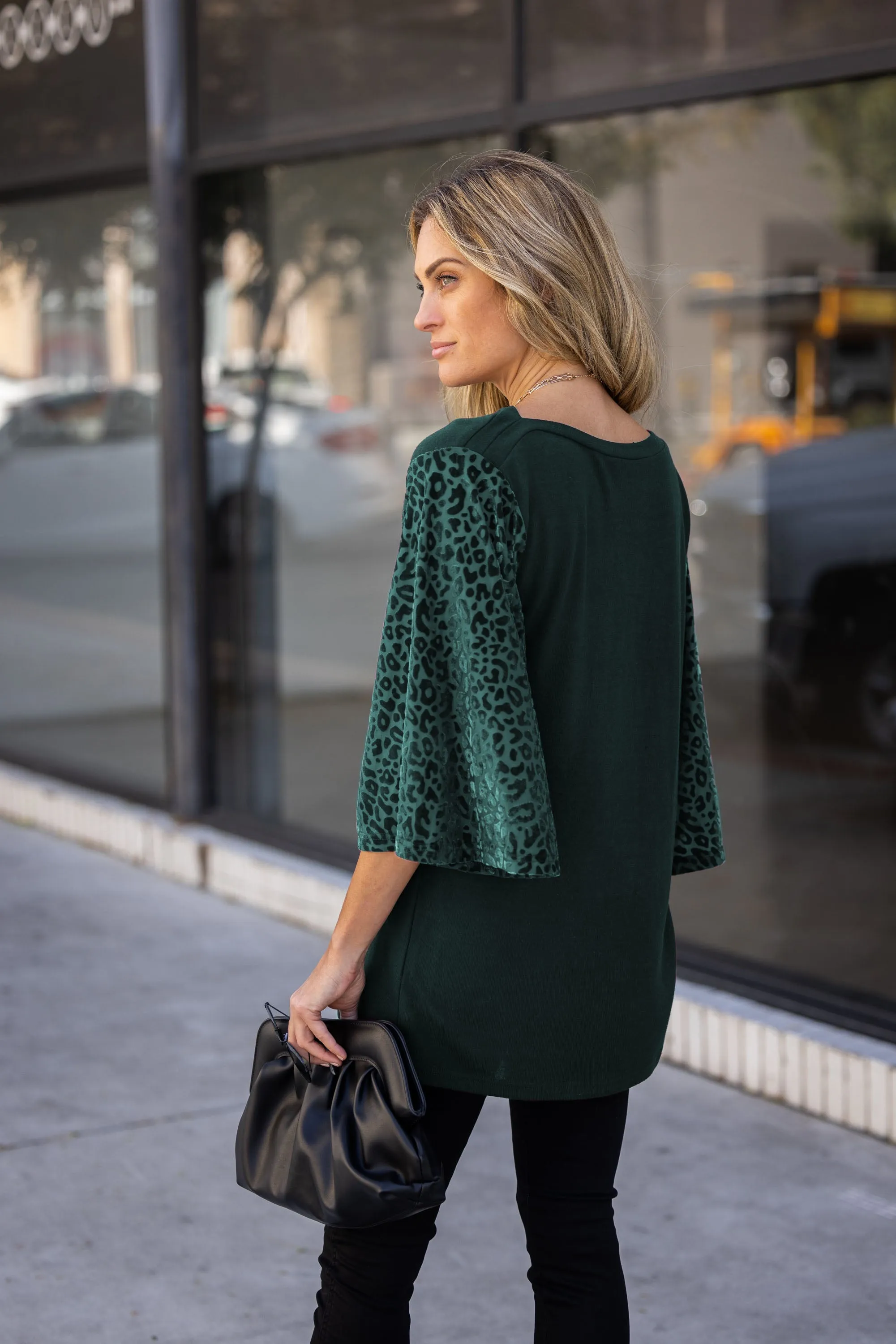 LS Boat Neck with Velvet Leopard Burnout Top