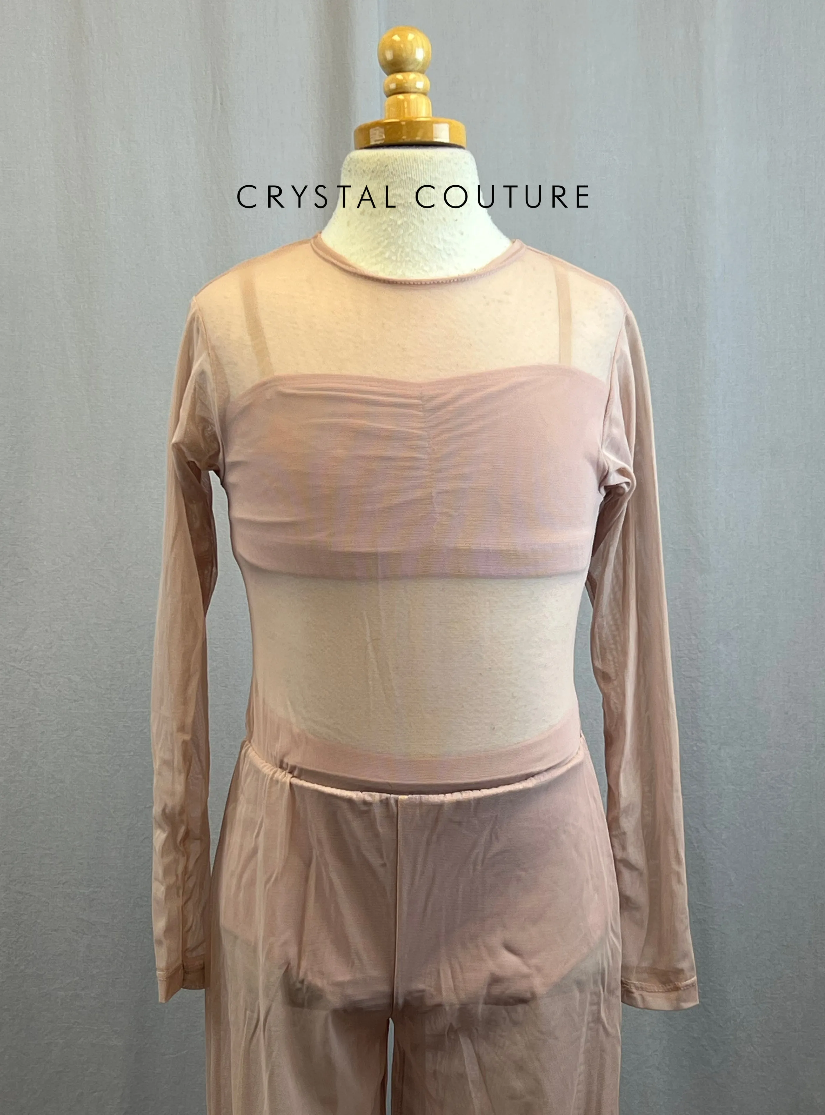 Mauve Mesh Jumpsuit with Matching Lycra Bra Top and Briefs