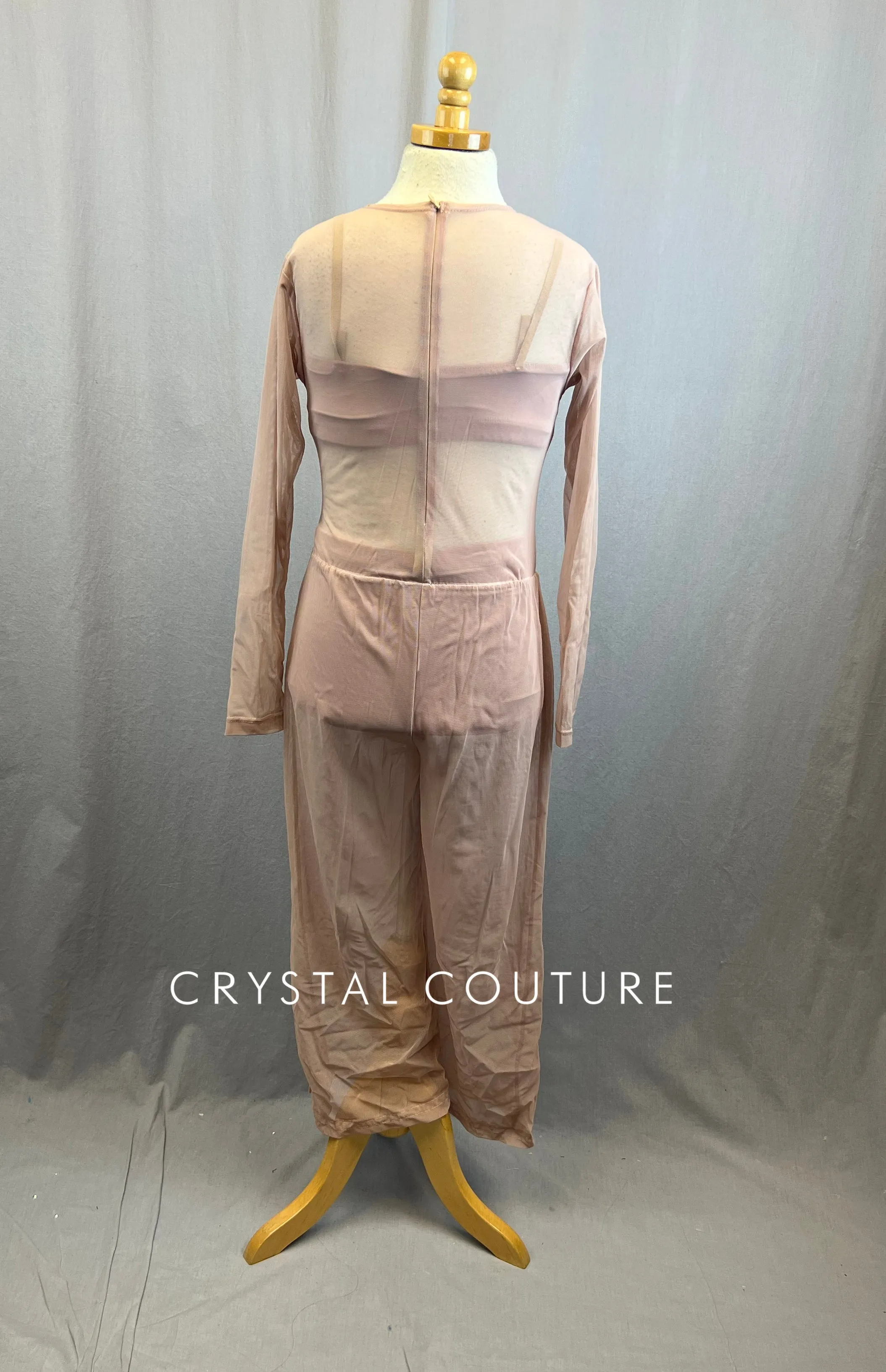 Mauve Mesh Jumpsuit with Matching Lycra Bra Top and Briefs