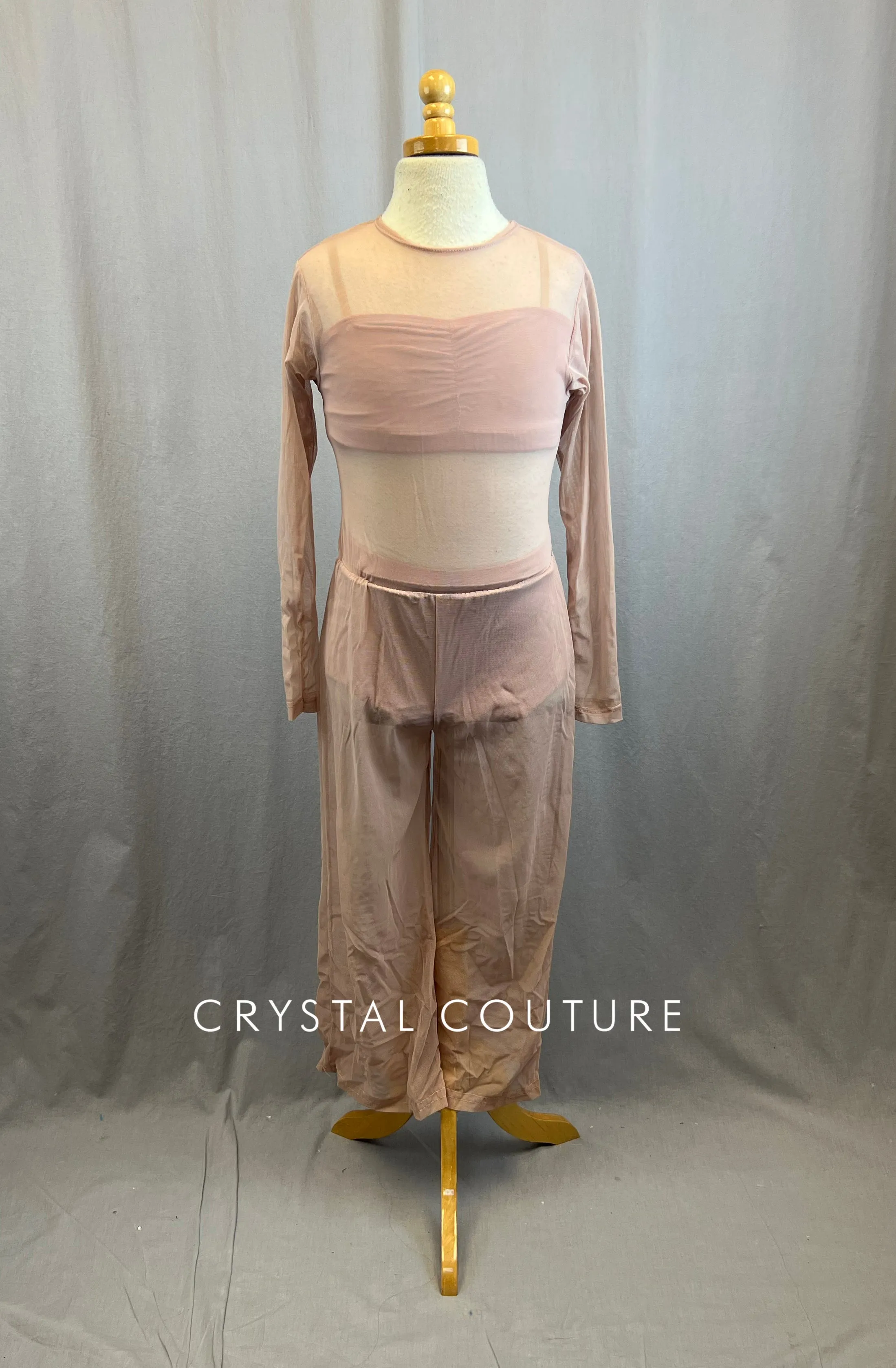 Mauve Mesh Jumpsuit with Matching Lycra Bra Top and Briefs