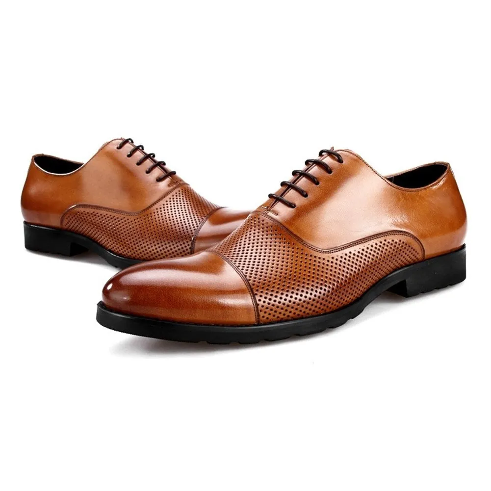 Men Two Tones Breathable Lace Up Formal Shoes