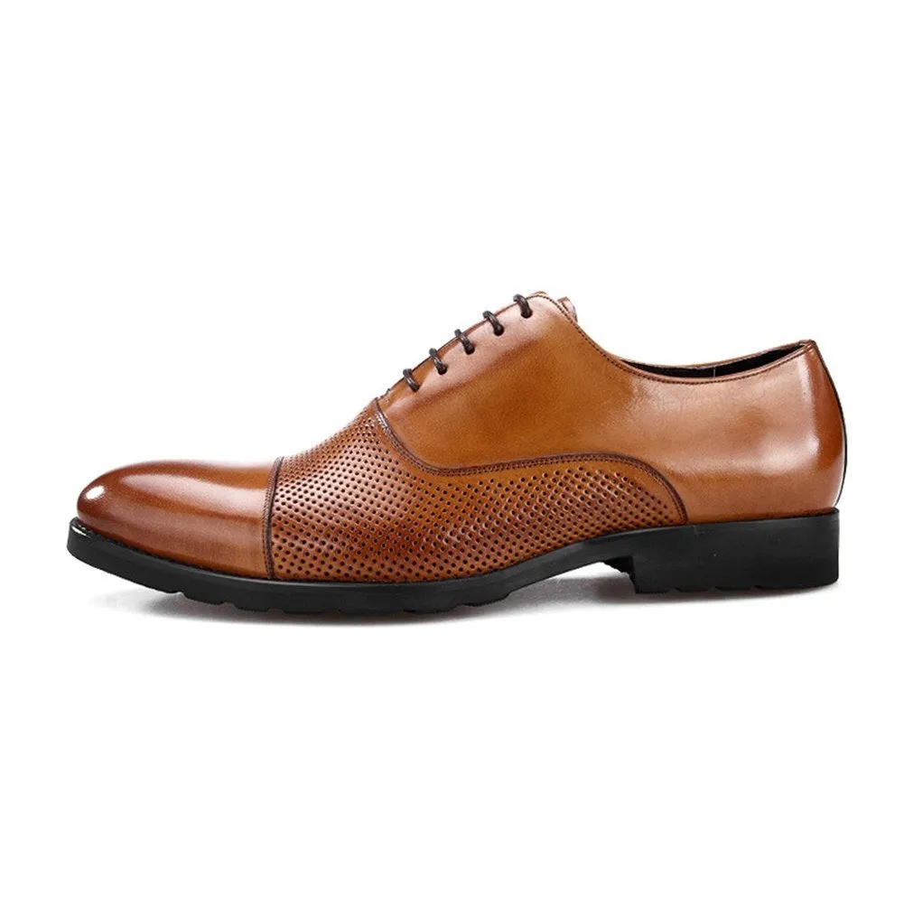 Men Two Tones Breathable Lace Up Formal Shoes