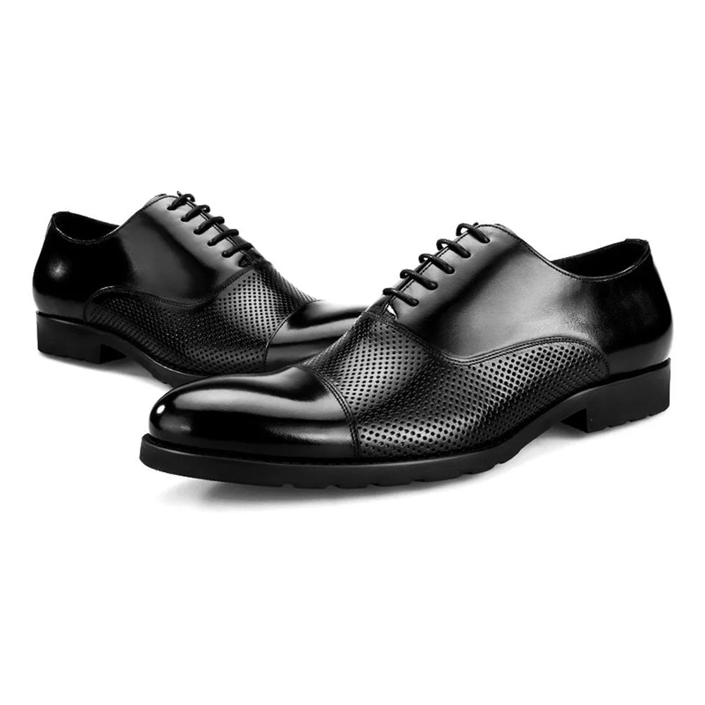 Men Two Tones Breathable Lace Up Formal Shoes