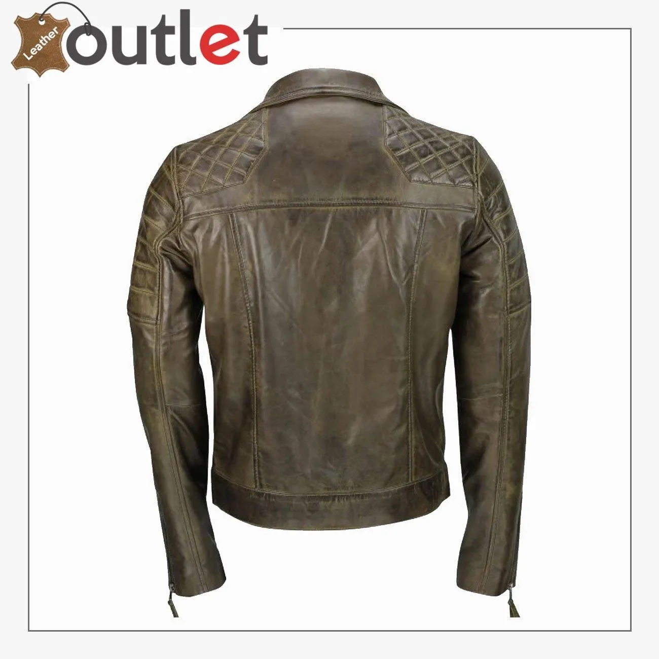 Men's Brown Sheep Leather Vintage Style Biker Jacket
