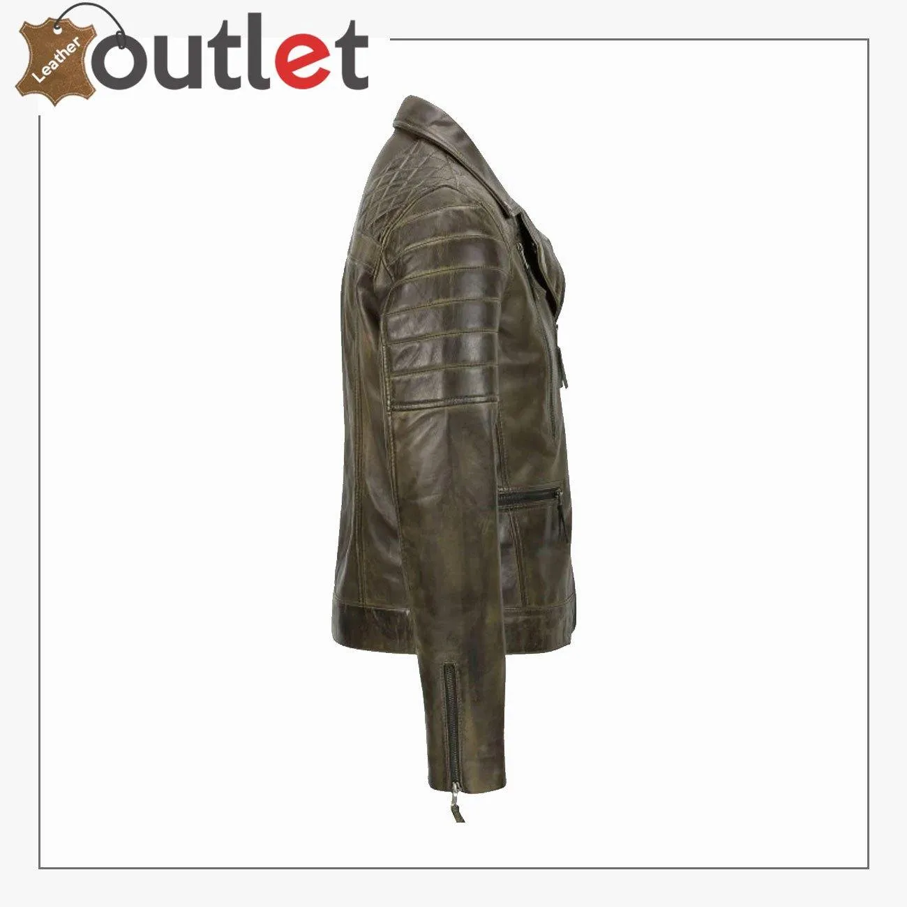 Men's Brown Sheep Leather Vintage Style Biker Jacket