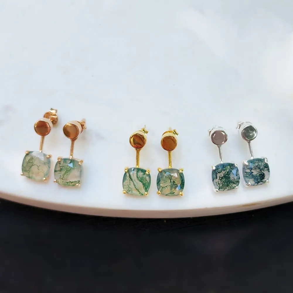 Moss Agate Jacket Dangle Earrings
