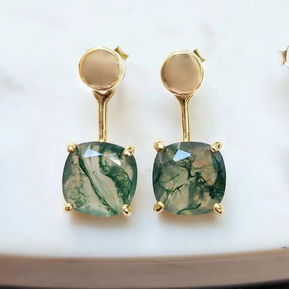 Moss Agate Jacket Dangle Earrings