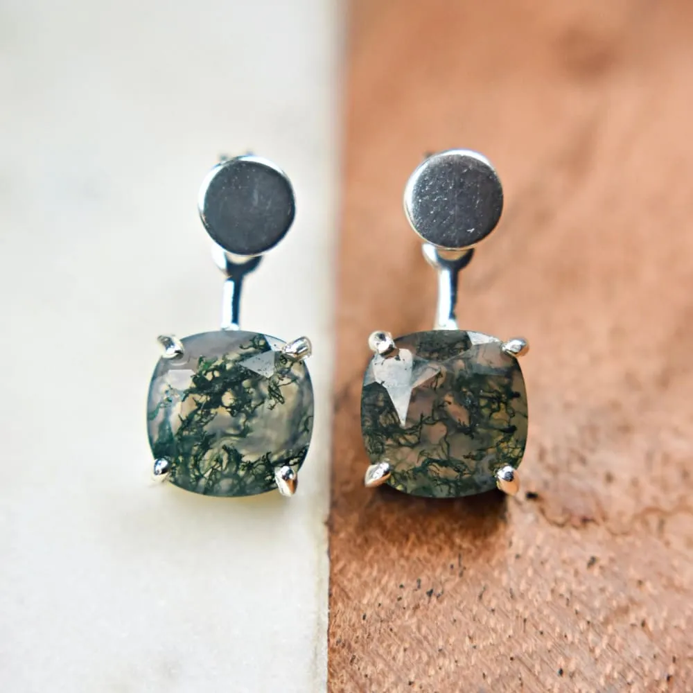 Moss Agate Jacket Dangle Earrings