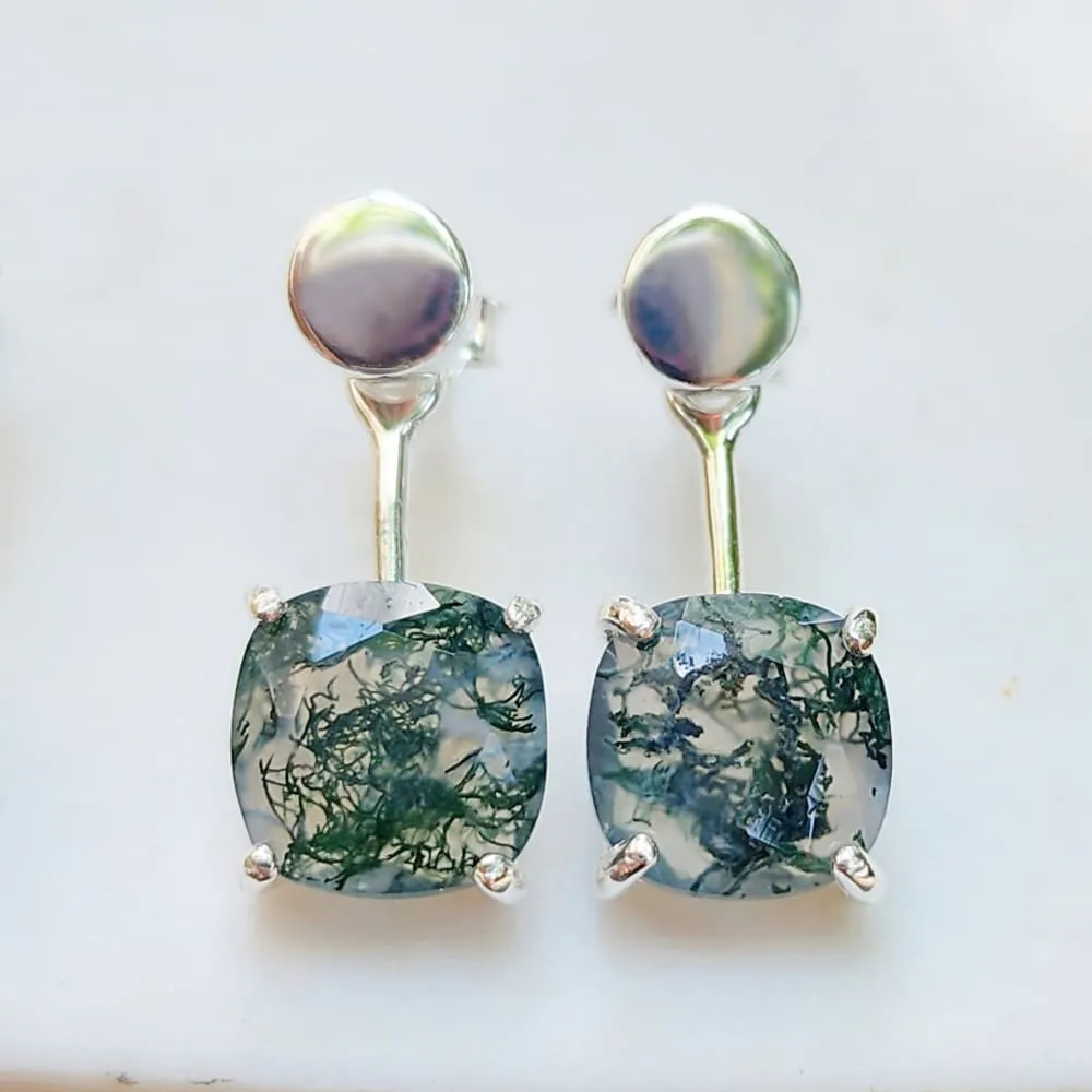 Moss Agate Jacket Dangle Earrings