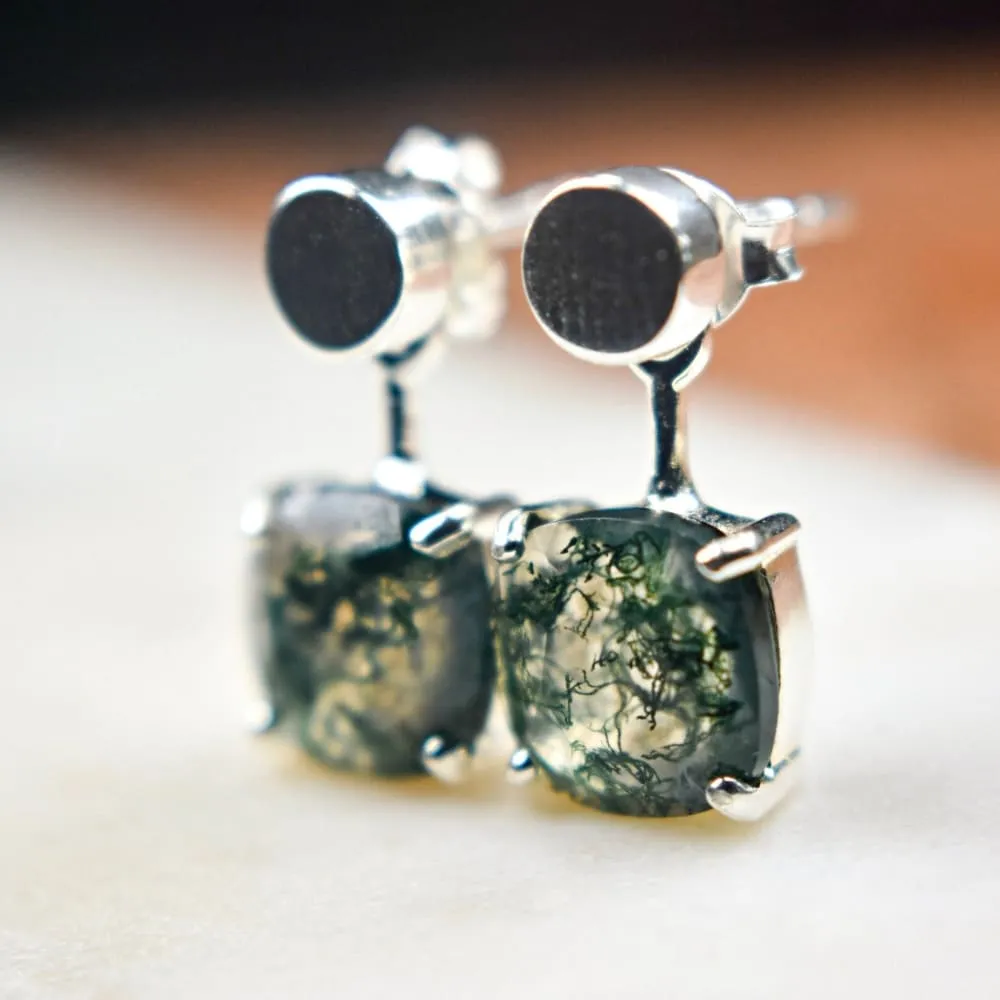 Moss Agate Jacket Dangle Earrings