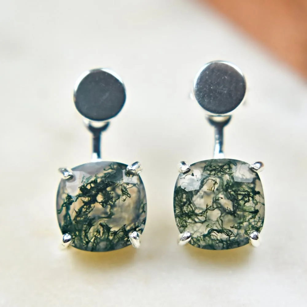 Moss Agate Jacket Dangle Earrings