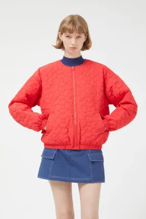 Red Quilted Flower Bomber